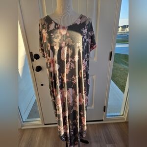 Floral Gray Maxi Dress